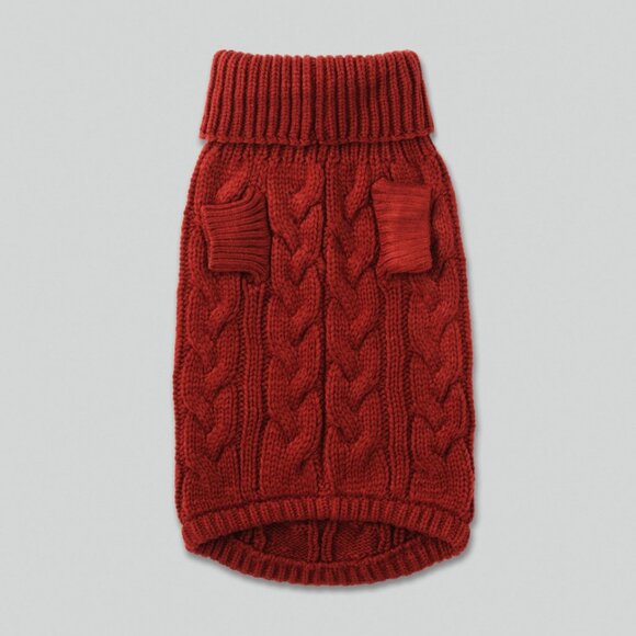 Hackett X Hugo Hudson Cable Knit Pullover Dog Jumper in Burgandy - Picture 3 of 4